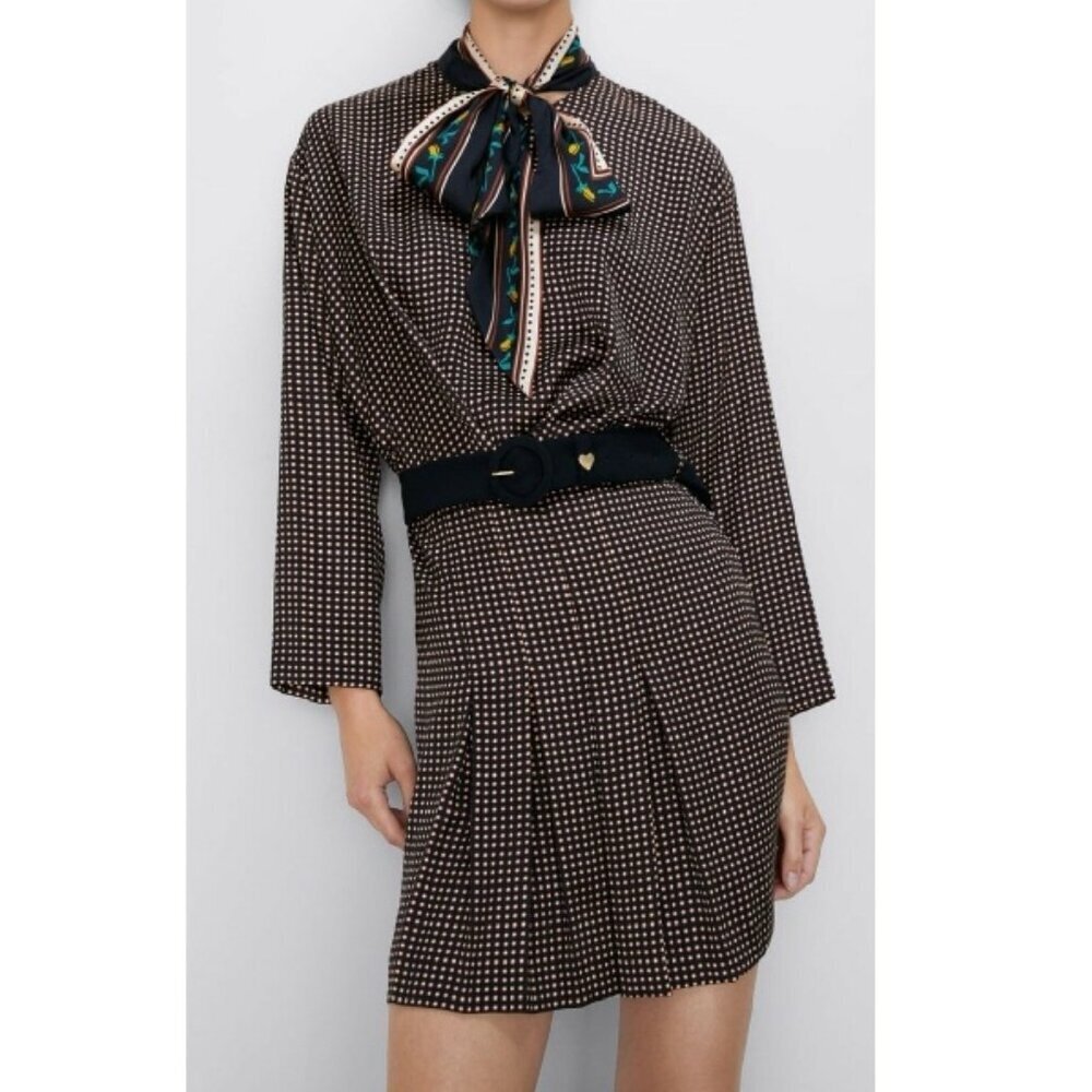 Zara Mini Dress with Printed Bow Size M - Picture 2 of 9